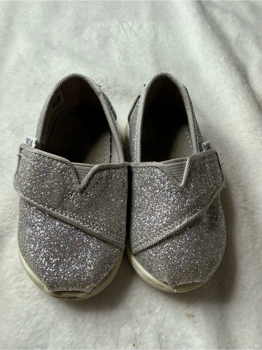 Toms Kids Glitter Slip-Ons - Silver